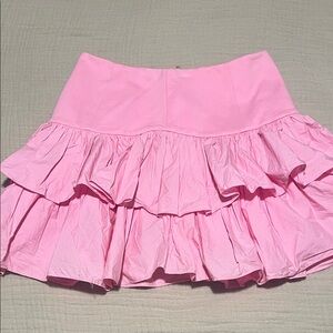 LoveShackFancy Pink Tiered A-Line Skirt